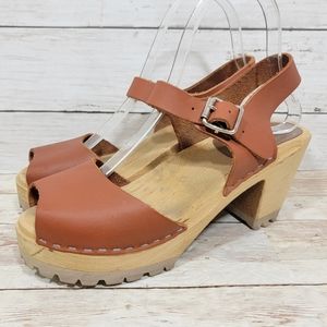 MIA Brown Leather Mules